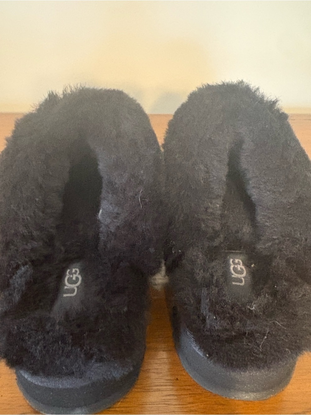 UGG Black Fuzzy Slide Plush Slip-On